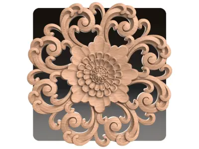 Carved round decor ornament pack for cnc 22 3D model