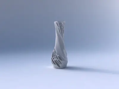 Vase twisted larger opening hexagon with organic lattice half... 3D print model