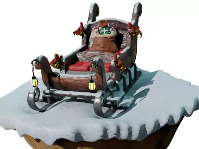 Santa s sleigh Low-poly 3D model