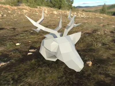 Low Poly Deer plane flying in sky Low-poly 3D model