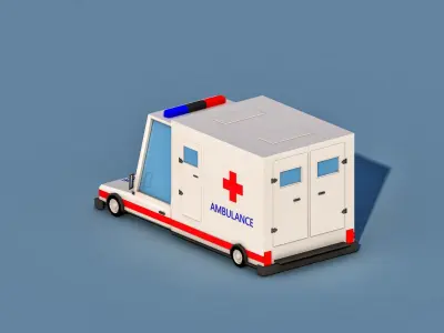Cartoon Ambulance Low-poly 3D model