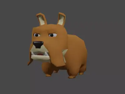 3d model bulldog lowpoly include shapekey expresion face 3D model