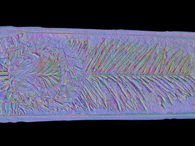 Tombstone relief of a feather and wreath Free 3D model