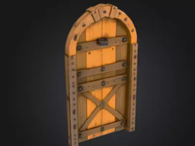 Medieval Wooden Door Low-poly 3D model