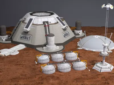 Mars base Low-poly 3D model