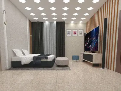 bedroom with wardrobe design 3D print model