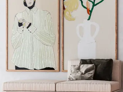 Set of large wall paintings 505 3D model