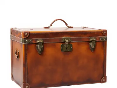 Vintage Leather Trunk Model Pack Low-poly 3D model