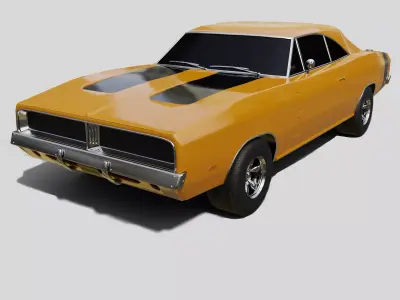 American Muscle Car Two-Tone Animation and Game-Ready Low-poly 3D model