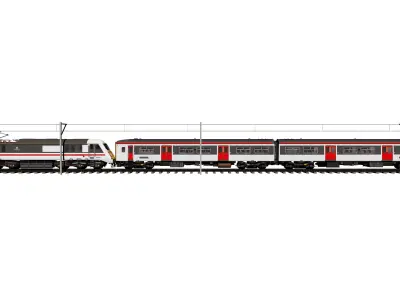 Electric Train Animated 3D Model Low-poly 3D model