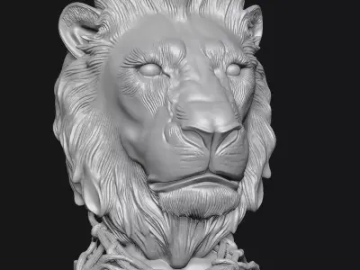 Lion head sculpture 3D print model