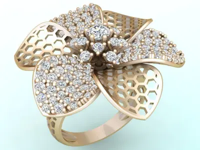  Mesh flower ring - Italian rings - Womens Rings - N6827 3D print model