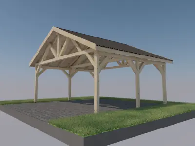 5x6 m 15 degree carport 3D model