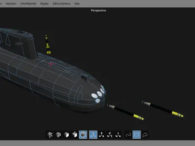 Submarine in computer program 3D model