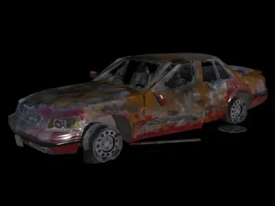 Burnt Out Car Low-poly 3D model