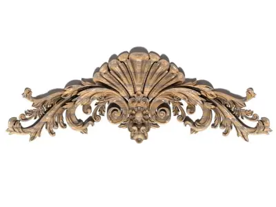 Cartouche-020 ornately carved wooden crown molding 3D model