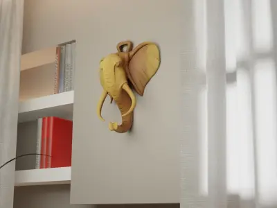Elephant head wall decor Low-poly 3D model