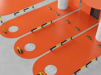 Car park accessories pack 3D model