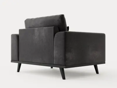 Copenhagen Velvet Armchair Low-poly 3D model