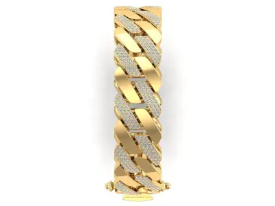 Cuban Link Bracelet With Stones 3D print model