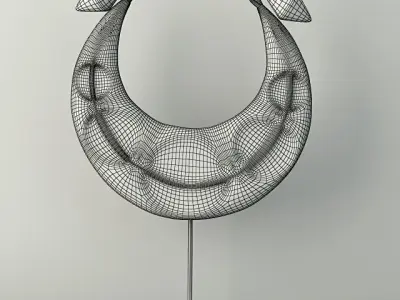 Vintage Tribal Metal Necklace on Black Stand 3D model