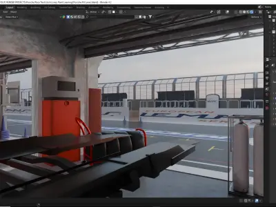 Race Track Pit Lanes 3D model