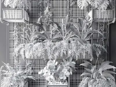 Wall Grid Plant Pot 6 3D model