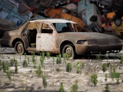 Junkyard 14 Assets Low-poly 3D model