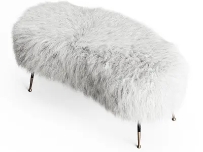White Fauxfur Gio Ponti Stool 3D model