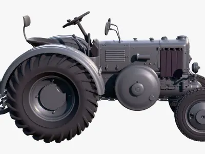 Old Lanz Bulldog Tractor 1930s M1 3D model