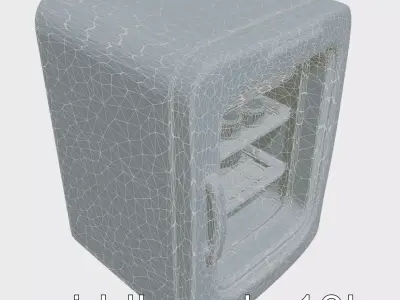 Cartoon Refrigerator with Rounded Edges and Illustrated Contents Low-poly 3D model