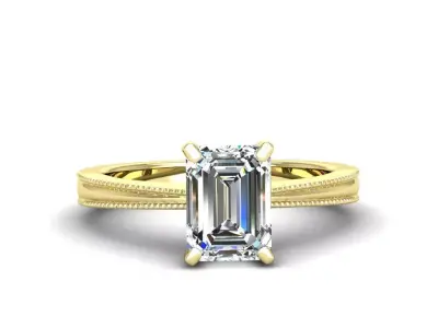 Engagement ring Lucia emerald  3D print model