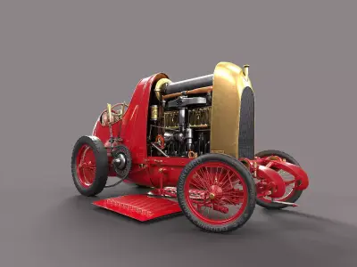 Fiat S76 Beast of Turin open hood  3D model