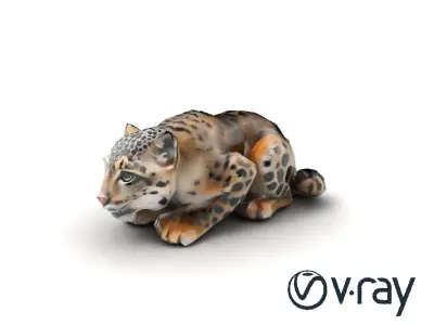 Elusive Snow Leopard Sculpture model pack Low-poly 3D model