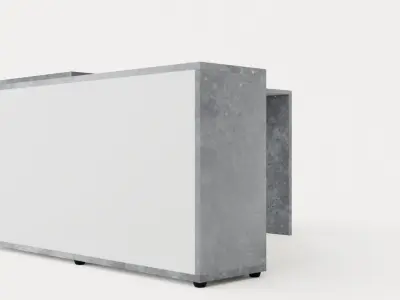 Diego Desk 138 Cm With Adjustable Shelf White Concrete Low-poly 3D model