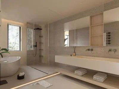 Luxury family bathroom shower room 3D model