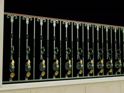 Wrought iron hand rail 3D model