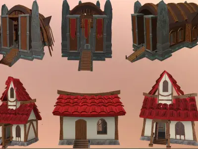 Low poly Stylized Packed Low-poly 3D model
