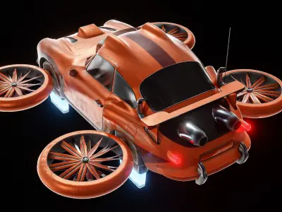 Sci fi  Flying Car Low-poly 3D model