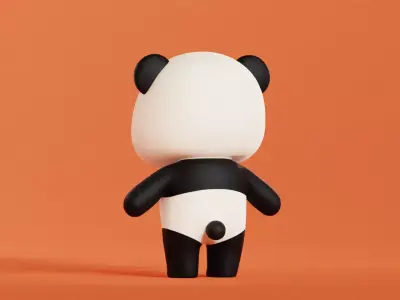 Cartoon Panda Character Chibi Kawaii Low-poly 3D model