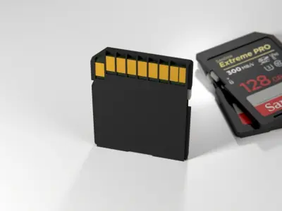 SD card sandisk sdxc extreme pro 128gb Low-poly 3D model