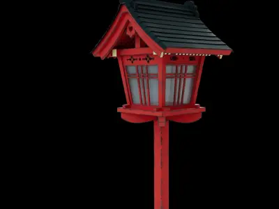 Japanese Pole lamp Low-poly 3D model