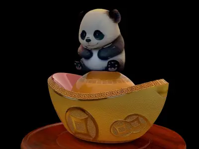 Chinese baby panda figure   3D model