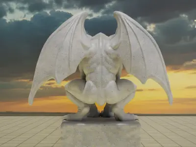 Gargoyle Guardian Statue Stone  Low-poly 3D model