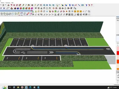 Modern Parking Lot - sketchup model 3D model
