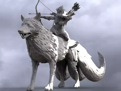 Elven wolf rider 3 3D model