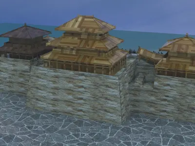 Chinese palace house  Low-poly 3D model