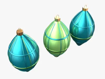 Christmas Tree Ornament Set6 - Turquoise Green  Low-poly 3D model