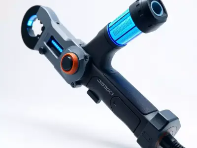Futuristic Tool Model Pack with Blue LED Display Low-poly 3D model