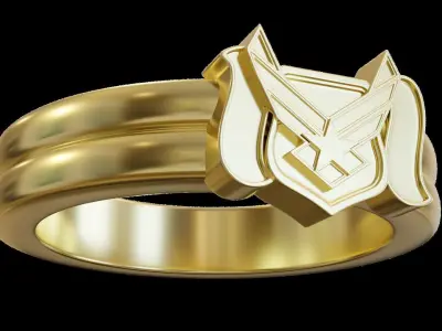 Patriotic Medallion Service Ring 3D print model